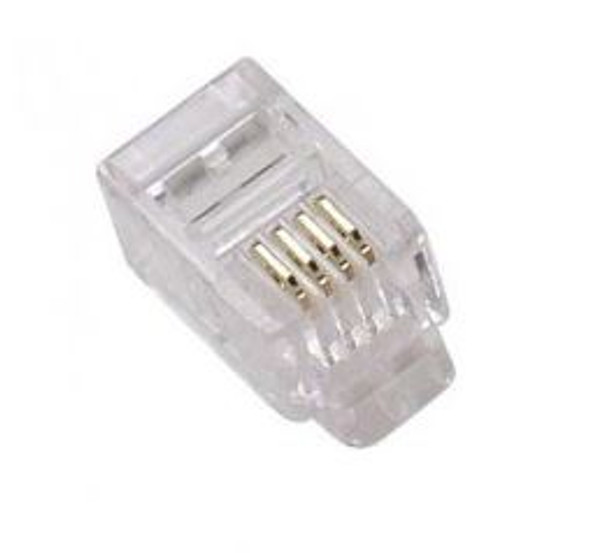 CAT3 Plug RJ11 Crimp Connectors for Stranded Wire, 6P/4C, Unshielded, 50 Ohm,  Bag of 100