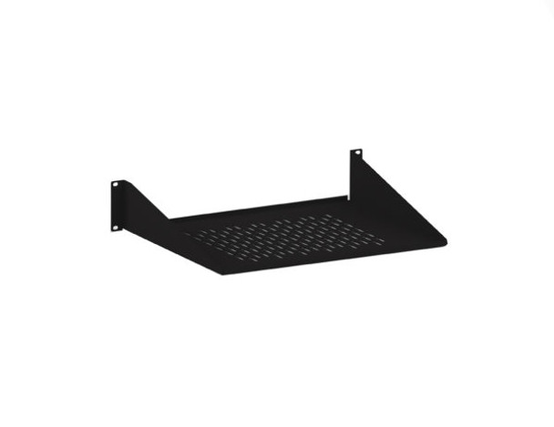 1906-1-010-02 2RU CANTILEVER RACK SHELF VENTED 14"D 50LB 2 POST 19" MNT BLK