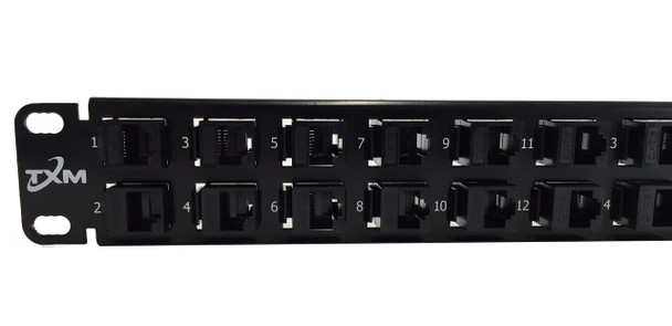 CAT6 32-Port High Density Patch Panel by TXM 1 RU 19" Unshielded Feed Through