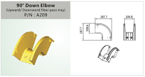 A209 90 DEGREE DOWN ELBOW 4 X 4 FIBER RACEWAY