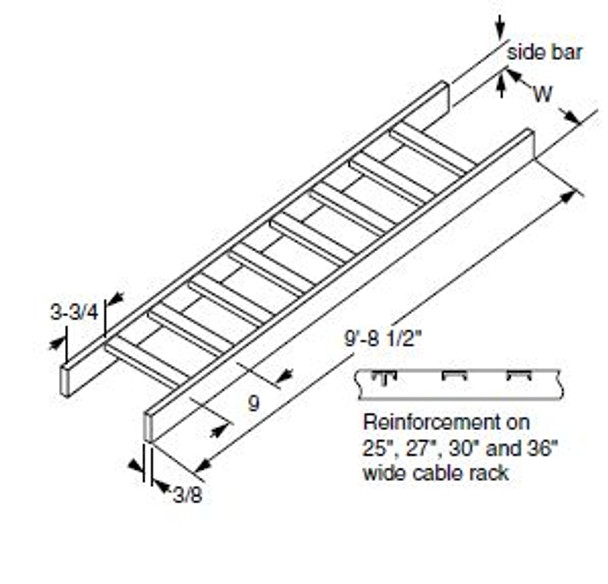 0020034130 - Cable Rack 2"x24"W Solid Side