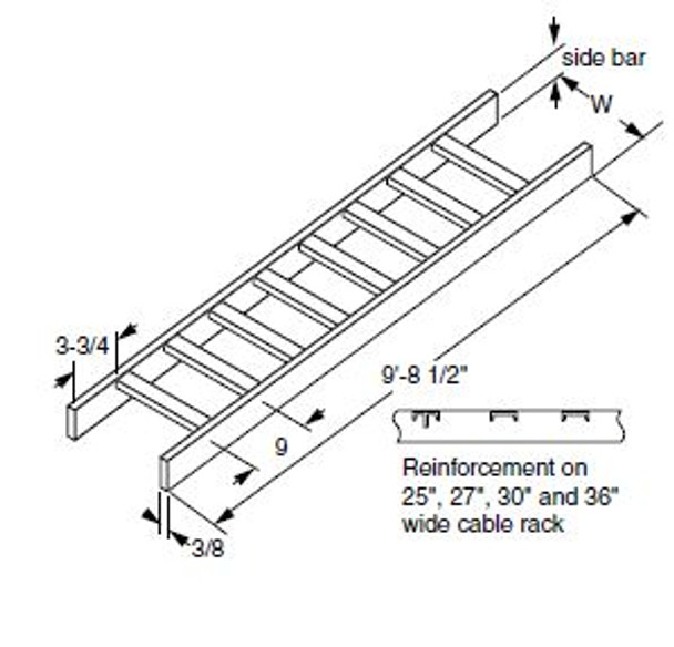 0020032630 - Cable Rack 1.5"x24"W Tube side