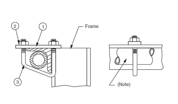 0010120010 - SECURING FRAME TOP ANGLE TO 1" PIPE 3" V BOLT KIT YZ
