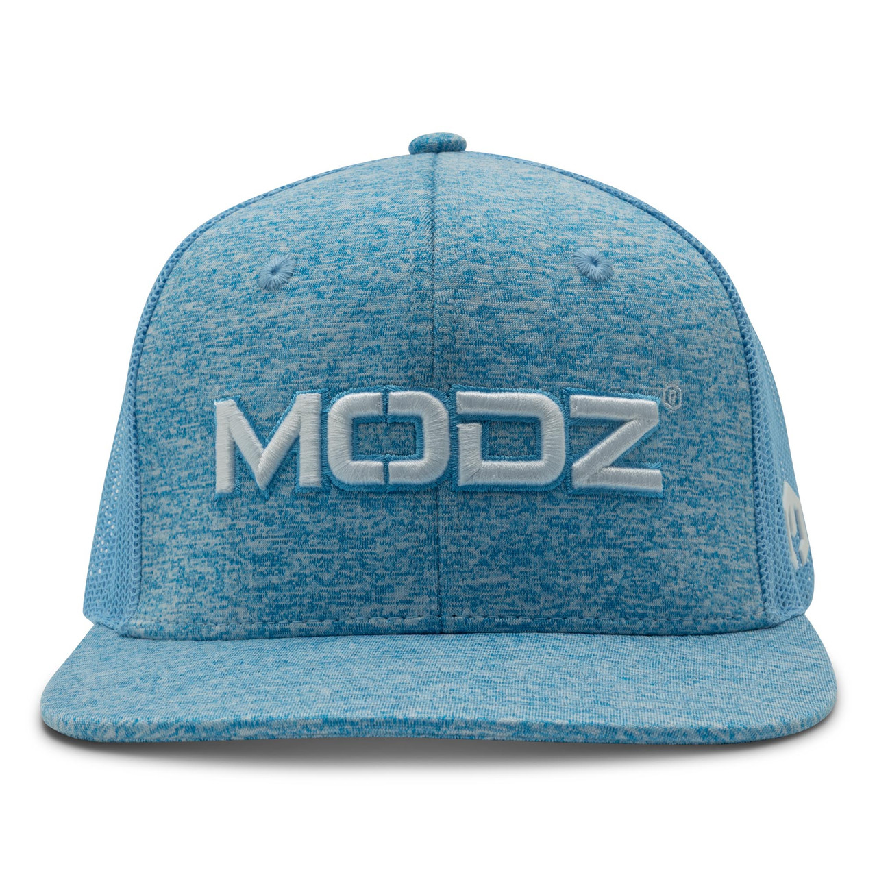 MODZ® Light Blue Paisley Six Panel Flat Brim Trucker Hat