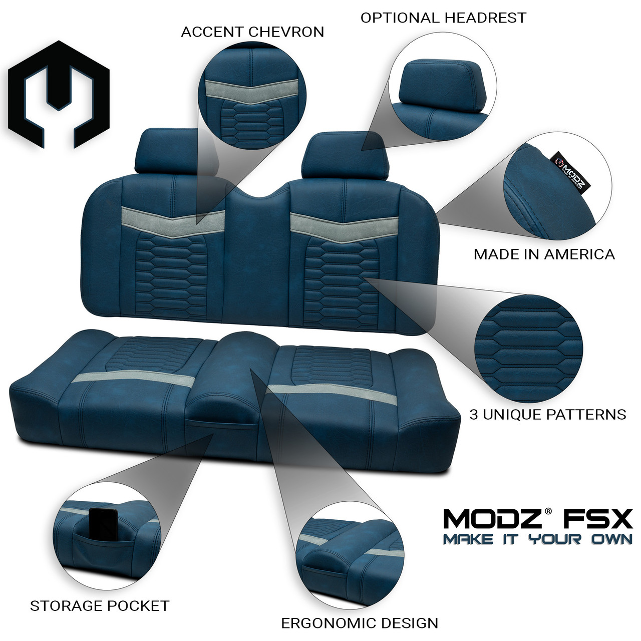 MODZ® FSX FRONT SEAT FOR CLUB CAR, EZGO & YAMAHA