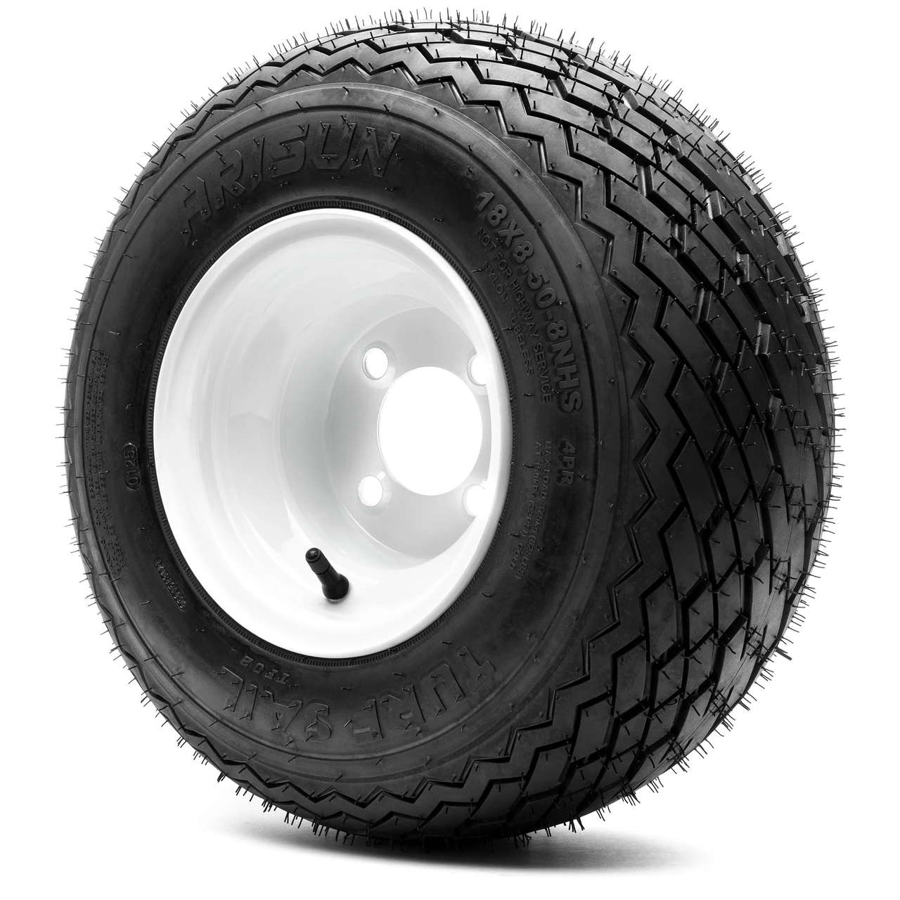 Arisun Turf Sail 18x8.5-8 Steel Wheel Glossy White & Tire Combo