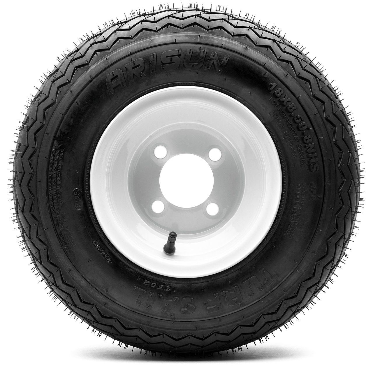 STONE  ホワイトタイガー　18AW Arisun Turf Sail 18x8.5-8 Steel Wheel Glossy White & Tire Combo