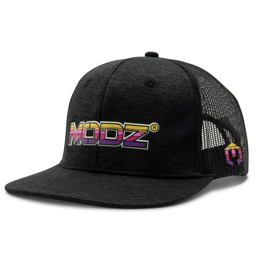 MODZ® Gray Retro Wave Six Panel Flat Brim Trucker Hat