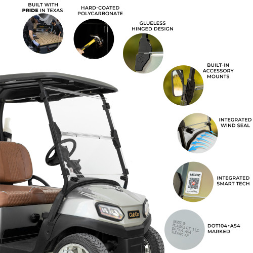 MODZ® AS4 LSV Windshield for Club Car