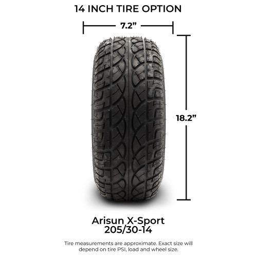 Arisun X-Sport Street Golf Cart Tire 205/30-14 DOT (4 Ply)