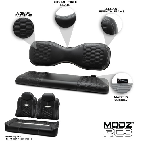 MODZ® RC3 Custom Rear Seat Covers - Black Base - Choose Pattern and Accent Colors