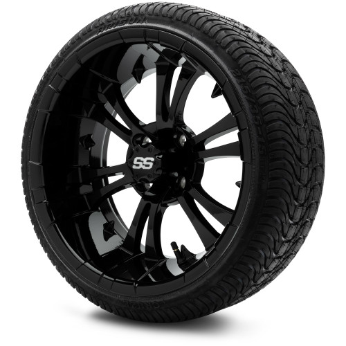 MODZ® 15" Vampire Glossy Black Wheels & Street Tires Combo