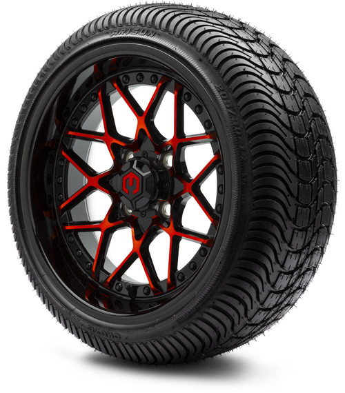 MODZ® 14" Formula Red and Black Wheels & Street Tires Combo