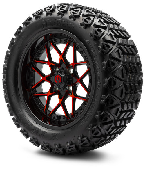 MODZ® 14" Formula Red and Black Wheels & Off-Road Tires Combo