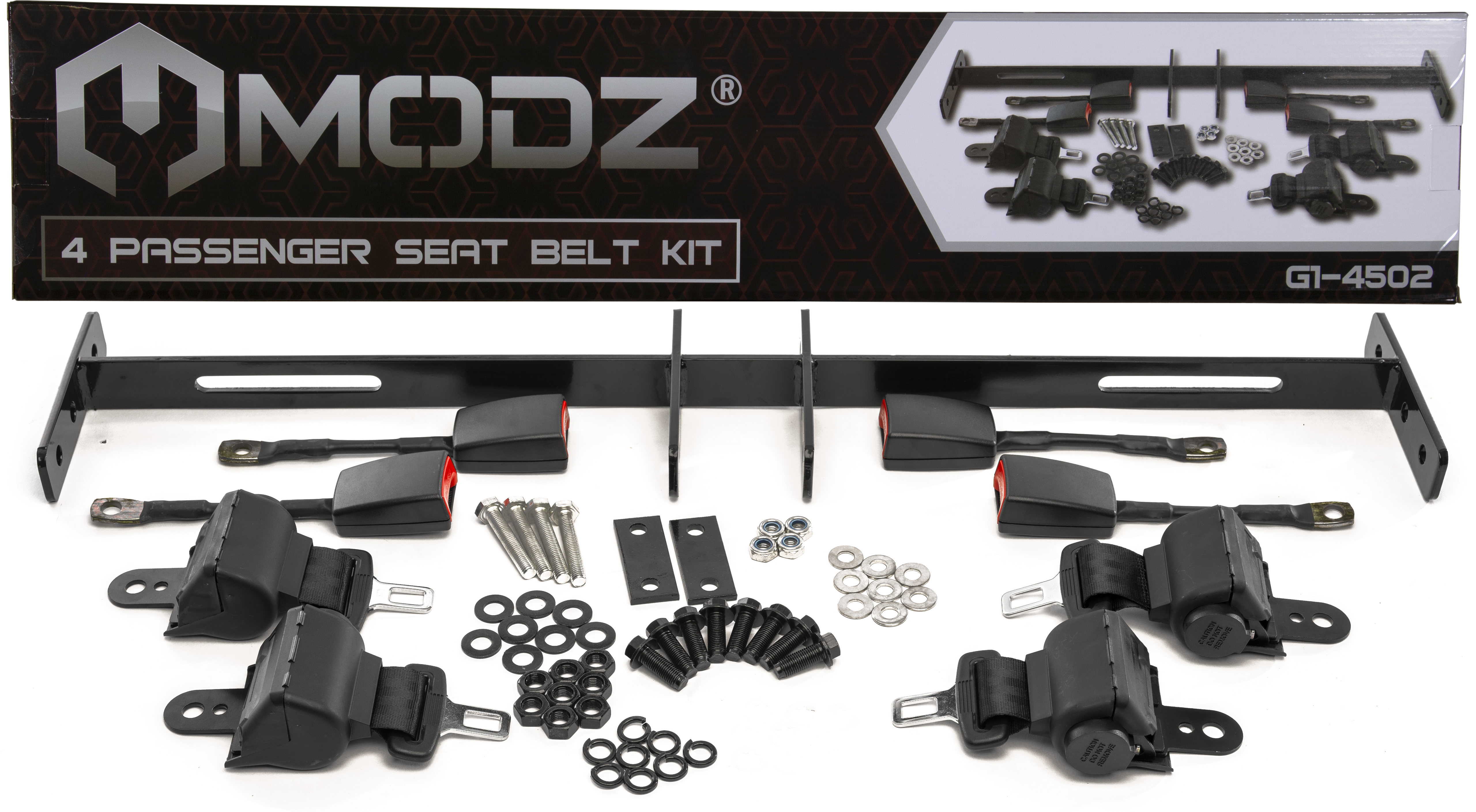 MODZ® Universal Golf Cart Retractable Seat Belt Combo (4 Belts)