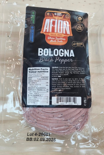 Afion Bologna Sliced BlackPepper 175 g