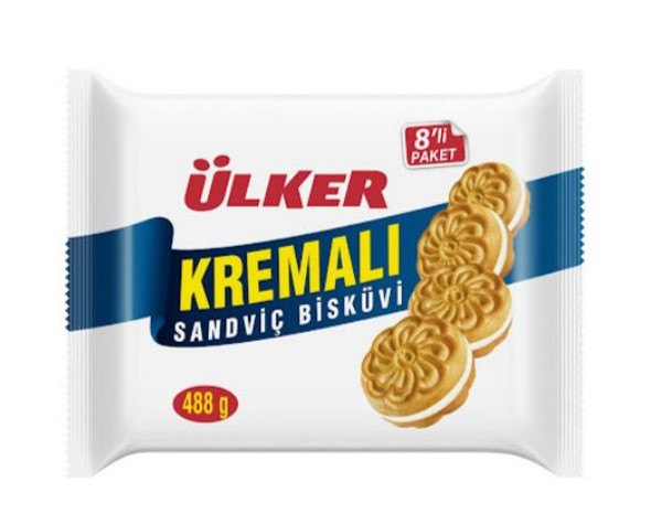 Ulker Biscuit with milk cream 480g (Pack of 8)