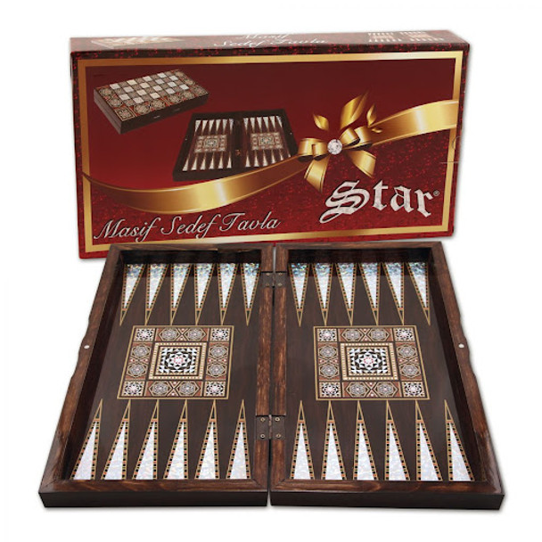 Star Backgammon Large Size (Tavla) (Solid Wood)