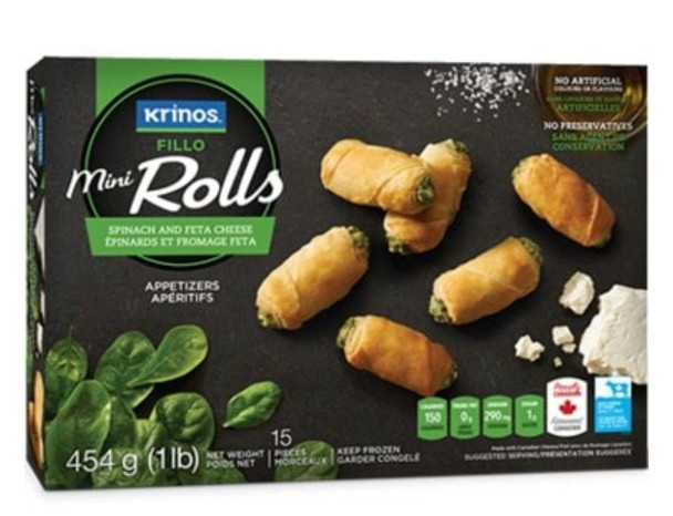 Krinos Mini Fillo Rolls Spinach 454gr