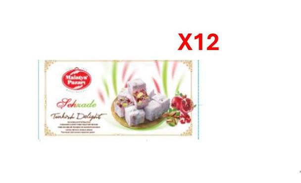 Malatya Pazari Turkish Delight Pomegranate Double Pistachios 300gr x 12pcs
