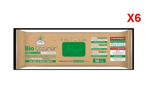 Sleepy Bio Çözünür Yüzey Temizlik Havlusu cay agacı*mısket lımonu 6*50PCS