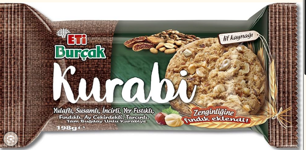 ETİ BURCAK KURABI COOKIES WITH SESAME FIG PEANUT HAZELNUT 198 GR