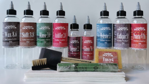 Aniline Wax Pull Up Leather Topcoat Refinishing Kit AW6.tc by Leather Doctor is a leather gloss topcoat refinishing system for Restoration Hardware leather. The Concentrate in bottles has to be mixed and filled with distilled water before use.