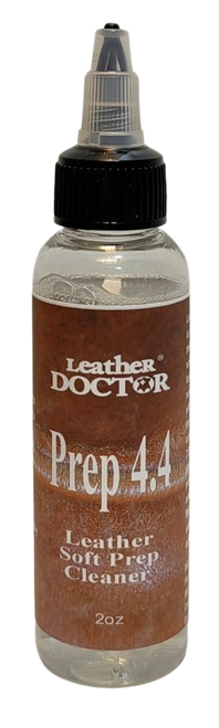 Leather Prep 4.4 by Leather Doctor is a water-based prep cleaner that works on heavy soiling for pH-sensitive leather, nubuck, and suede, without side effects. 2oz.