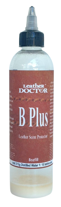 Leather Scent Protector B Plus by Leather Doctor is a non-stick, rub-resistant conditioner that reduces friction rubbing noises with a smooth buttery feel. Mix the concentrate with distilled water before use. Leather Scent Protector B Plus by Leather Doctor is a non-stick, rub-resistant conditioner that reduces friction rubbing noises with a smooth buttery feel. Mix the concentrate with distilled water before use.