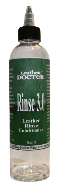 Leather Rinse 3.0 by Leather Doctor is a pH 3.0 rinse for removing suspended soiling and pH balances leather and suede to a healthy squeaky clean. 8oz Fill (mix 224g distilled water before use)