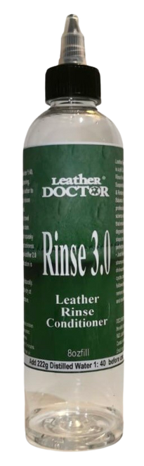 Leather Rinsing Conditioner 3.0 by Leather Doctor® is a pH 3.0 Leather-Safe™ Rinsing Conditioner for Removing Suspended Soil & Restoring Leather’s pH Balance. 8oz Fill (mix 222g distilled water before use)