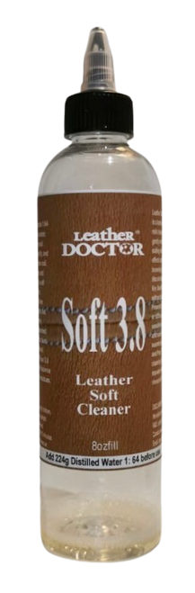 Leather Soft Cleaner 3.8 by Leather Doctor® is a leather-safe, pH 3.8 mild cleaner designed to gently emulsify and lift light soiling without causing side effects such as rings, browning, stiffness, or discoloration. 8oz (add 224g distilled water before use).