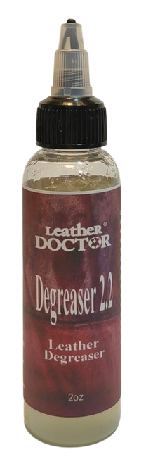 Leather pH Balanced Degreaser 2.2 by Leather Doctor is a degreaser for body oil, grease, and sweat on leather headrests, armrests, collars, cuffs, handles, and steering wheels. (2oz)