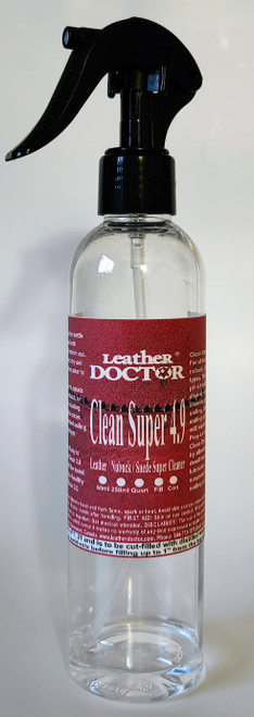 Leather Super Cleaner 4.9 by Leather Doctor is a super-duty leather and suede cleaner for body contact areas such as headrests, armrests, collars, cuffs, and handles. 