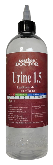  Leather Urine Cleaner 1.5 by Leather Doctor is a Leather-Safe™ pH balanced 1.5 specialty urine cleaner and neutralizer from reverting the leather into a sticky rawhide.