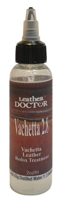 Vachetta Leather Redox Treatment Conditioner 2.8 by Leather Doctor is a Redox (oxidation-reduction reactor) conditioner for lightening browning, suntanning, and water-spotting stains.