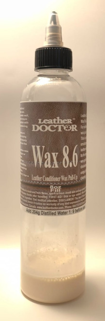 Wax Pull Up 8.6 by Leather Doctor is a secondary fashion wax conditioner for restoring a diminishing wax pull-up effect lost through usage, aging, or cleaning. (Wax Pull Up 8.6 in 8oz Fill to be mixed and filled with distilled water before use).