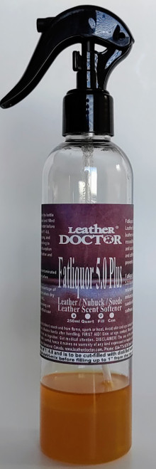Fatliquor 5.0 Plus by Leather Doctor is the leather-scented version of a softener used for reconditioning all types of leather and suede, relieving dryness, stiffness, and cracking. (Fatliquor 5.0 Plus - 8oz mixed and filled with distilled water before use).