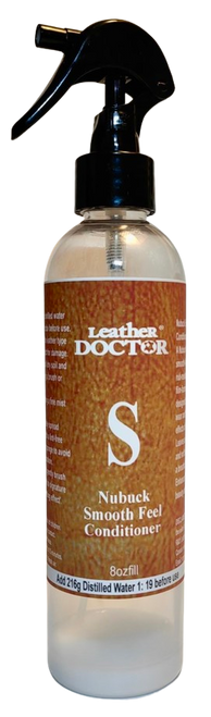 Nubuck Conditioner S by Leather Doctor is a silky-feel, non-stick, rub-resistant, non-film-forming conditioner to shield the detrimental effects of sticky soiling.
Its breathable barrier increases resistance to wet and dry rubs, thus reducing stretch, scuff, and abrasion.(8oz Fill)