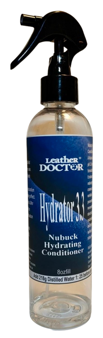 Nubuck Hydrating Conditioner 3.3 by Leather Doctor® is a Nubuck-Safe™ specialty pH 3.3 hydrating conditioner formulated for Nubuck and other absorbent leather types.