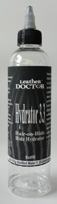 Hair-on-Hide Hide Hydrator 3.3 is a leather-safe pH 3.3 aqueous surfactant solution formulated by Leather Doctor® to clean, hydrate, relax, and restore the leather hair-on hide’s internal structure during cleaning, conditioning, and restoration processes - in line with its tannery science-based function.