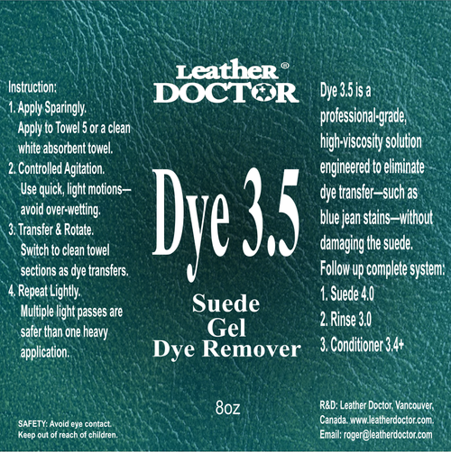 Leather Doctor® Suede Dye Stain Remover 3.5 is a professionally formulated, low-surfactant gel designed specifically for suede, nubuck, and roughout leather.
