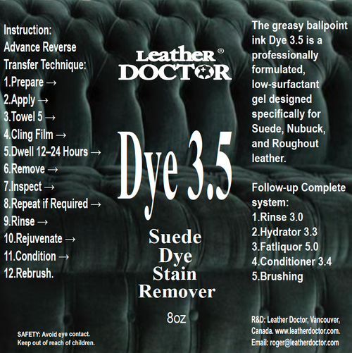 Leather Doctor® Suede Dye Stain Remover 3.5 is a professionally formulated, low-surfactant gel designed specifically for suede, nubuck, and roughout leather.