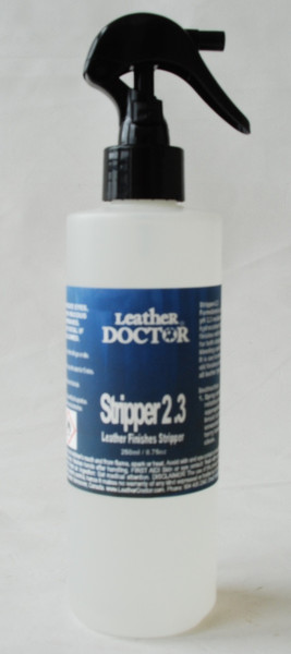 Stripper 2.3 by Leather Doctor is a pH 2.3 residue-free hydrocarbon duality finish stripper with bleeding and pH control to remove old and overspray finishes. (Stripper-2.3 - 8oz)