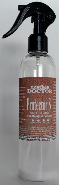 Leather Protector S by Leather Doctor is a rub-resistant silky-feel protective conditioner for Nubuck, suede, hair-on, woolskin, and pure aniline leather. 
(250ml Fill - mix and fill with distilled water before use).
