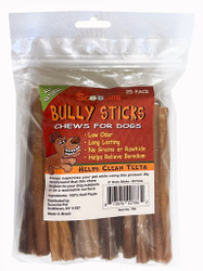 25 Pack 6 Inch Bully Stick in Zip Lock Bag