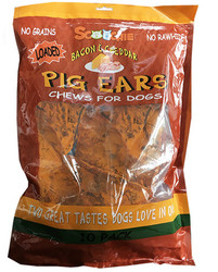 Bacon & Cheddar Loaded Pig Ears 10 Pack Pegable Zip Lock Bag Retail