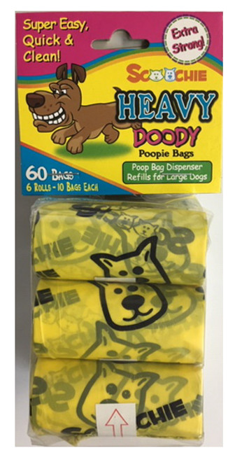 Scoochie Heavy Doody Poop Bags In Bag and Header 60 Bags