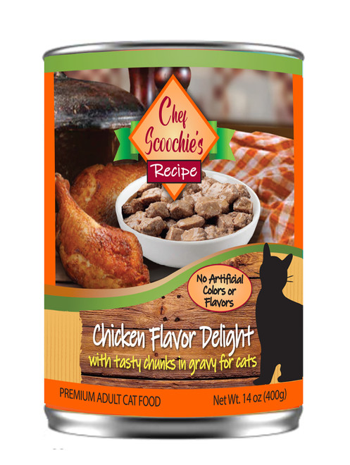 Chef Scoochies Chicken Chunky Cat Food  14 Ounce Pop Top Can