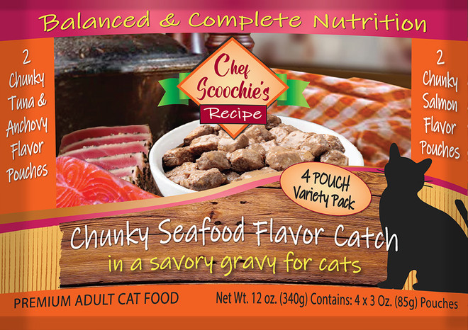 Chef Scoochies 4 Pack 3 Ounce Cat Food Seafood Pack